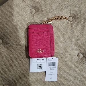 Coach Card Case in Bold Pink